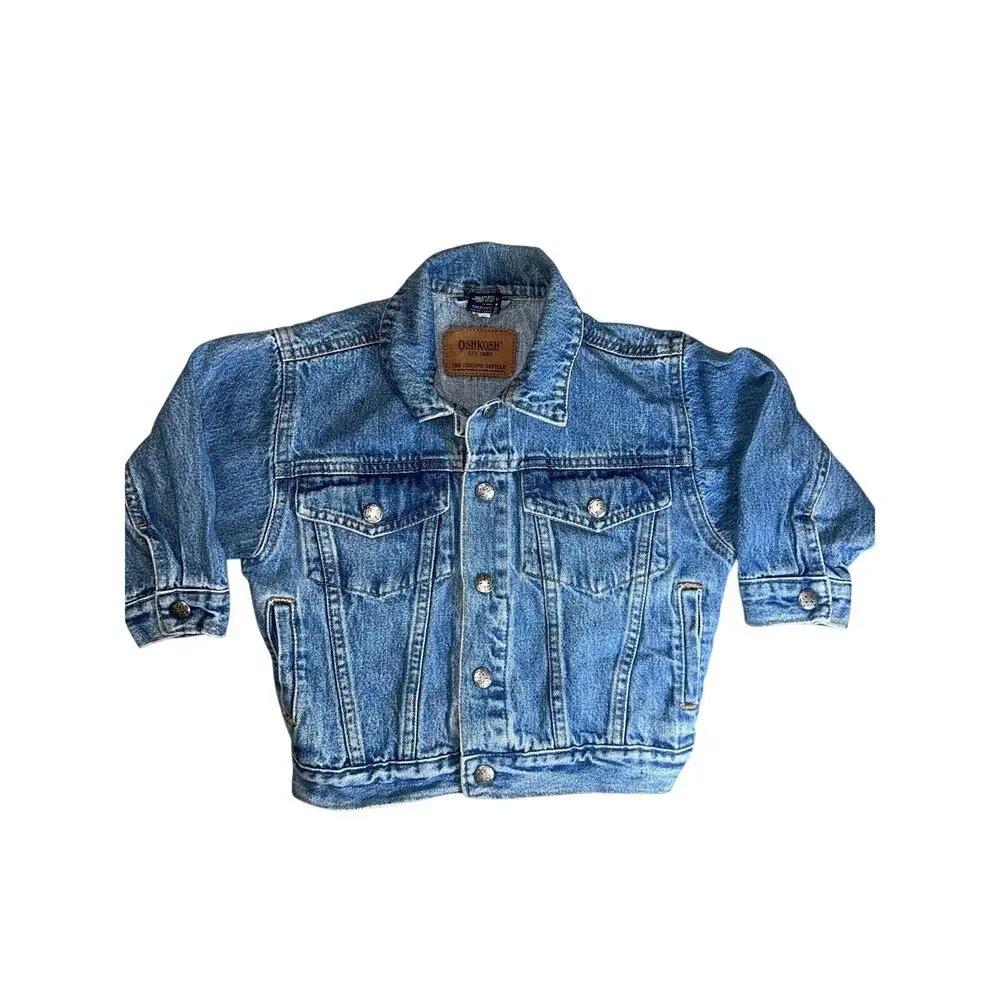 OshKosh B'Gosh Vintage Y2K blue denim trucker toddler jacket sz 3/3T girls/boy